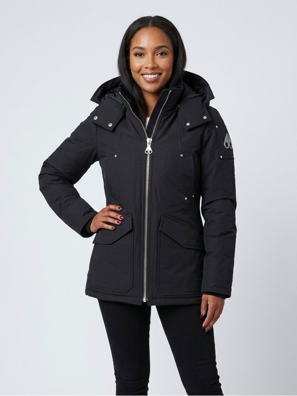 Moose Knuckles Women's Black Insulated Hooded Parka